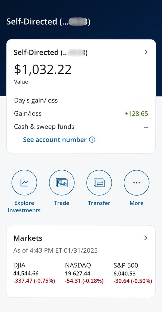 Before: original investments dashboard with floating blueberry icons